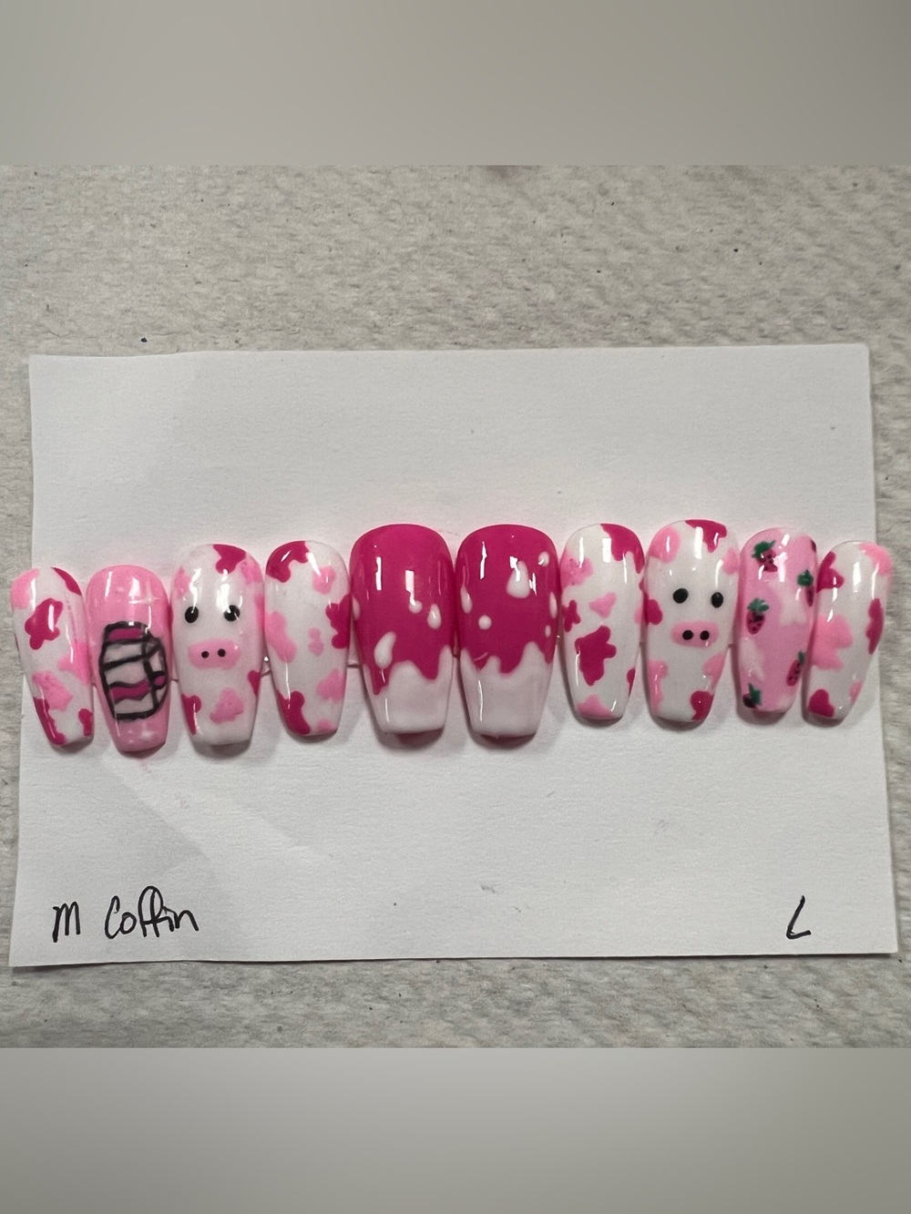 Pink Cow Print Nail Tip Set for Small Pets